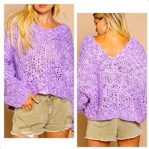 NWT! POL DOUBLE V NECK 100% ACRYLIC SUPER SOFT SWEATER IN LAVENDER HAZE!